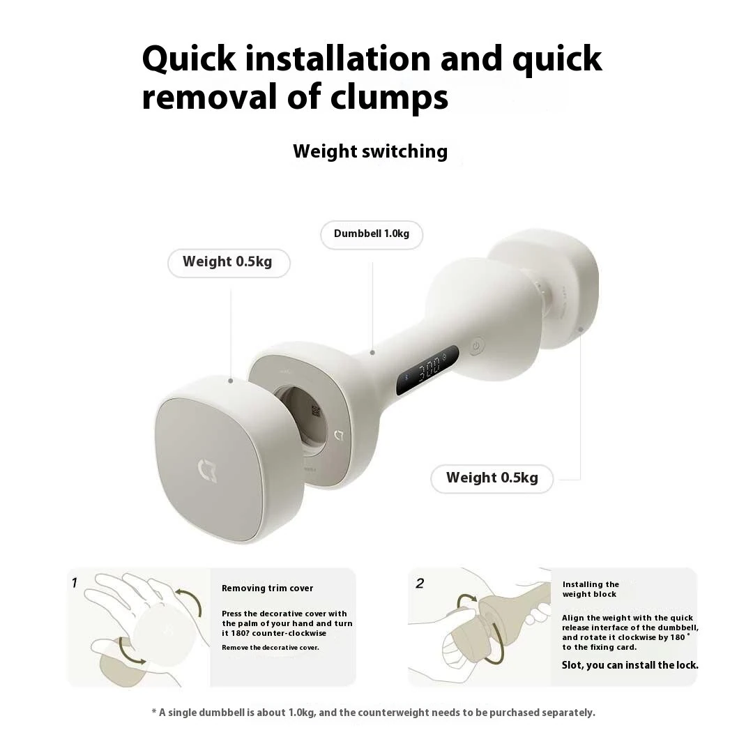 (image for) XIAOMI Mijia Smart Dumbbell 1kg*2 with LED Screen Display Track Your Workouts Efficiently Professional Guidance via APP Adjustable Weight Blocks